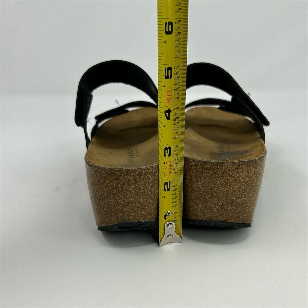 Eric Michael Lily Black Leather Double Strap Wedge Open Toe Sandals EU 39 - Picture 7 of 10
